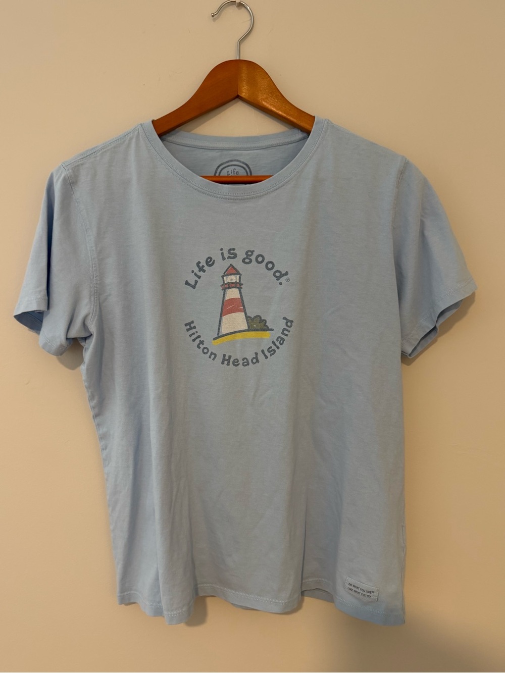 Life is Good Hilton Head Island Lighthouse Tee - Light Blue